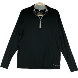 Free Fly Mens Size M Sweater Lightweight Bamboo 1/4 Zip Thumb Holes Black